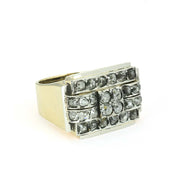 Bague "Tank" en Or jaune 18k avec Diamants