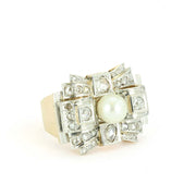 Bague "Tank" en Or jaune et blanc 18k avec Diamants