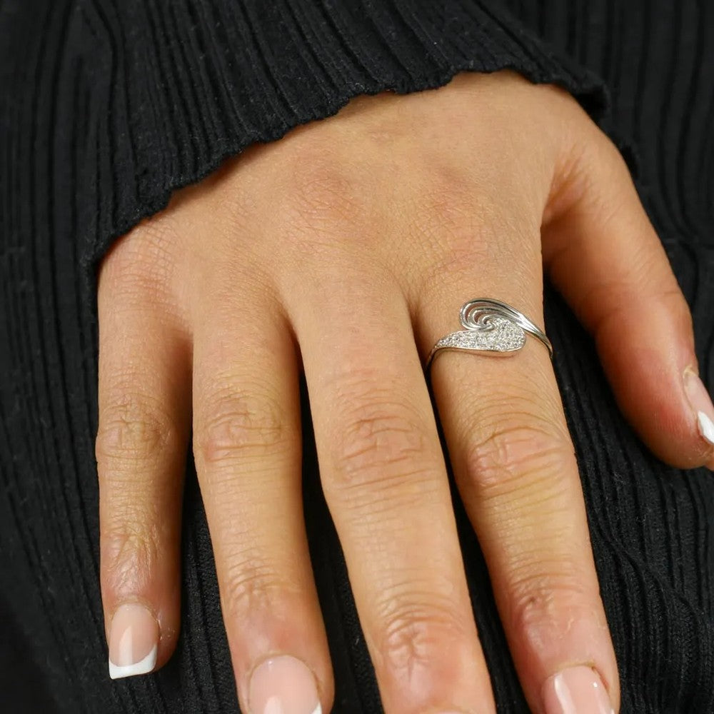Bague "Toi & Moi" en Or blanc 18k avec Zirconiums