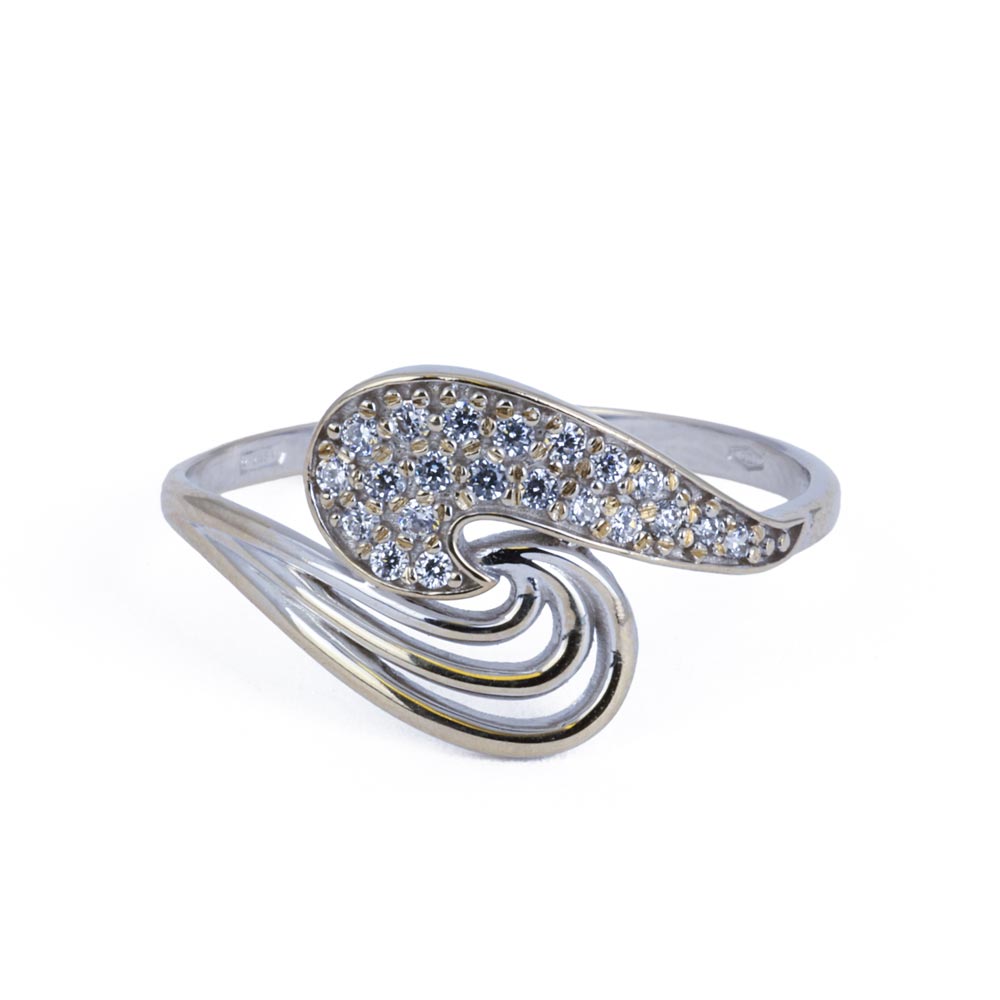 Bague "Toi & Moi" en Or blanc 18k avec Zirconiums