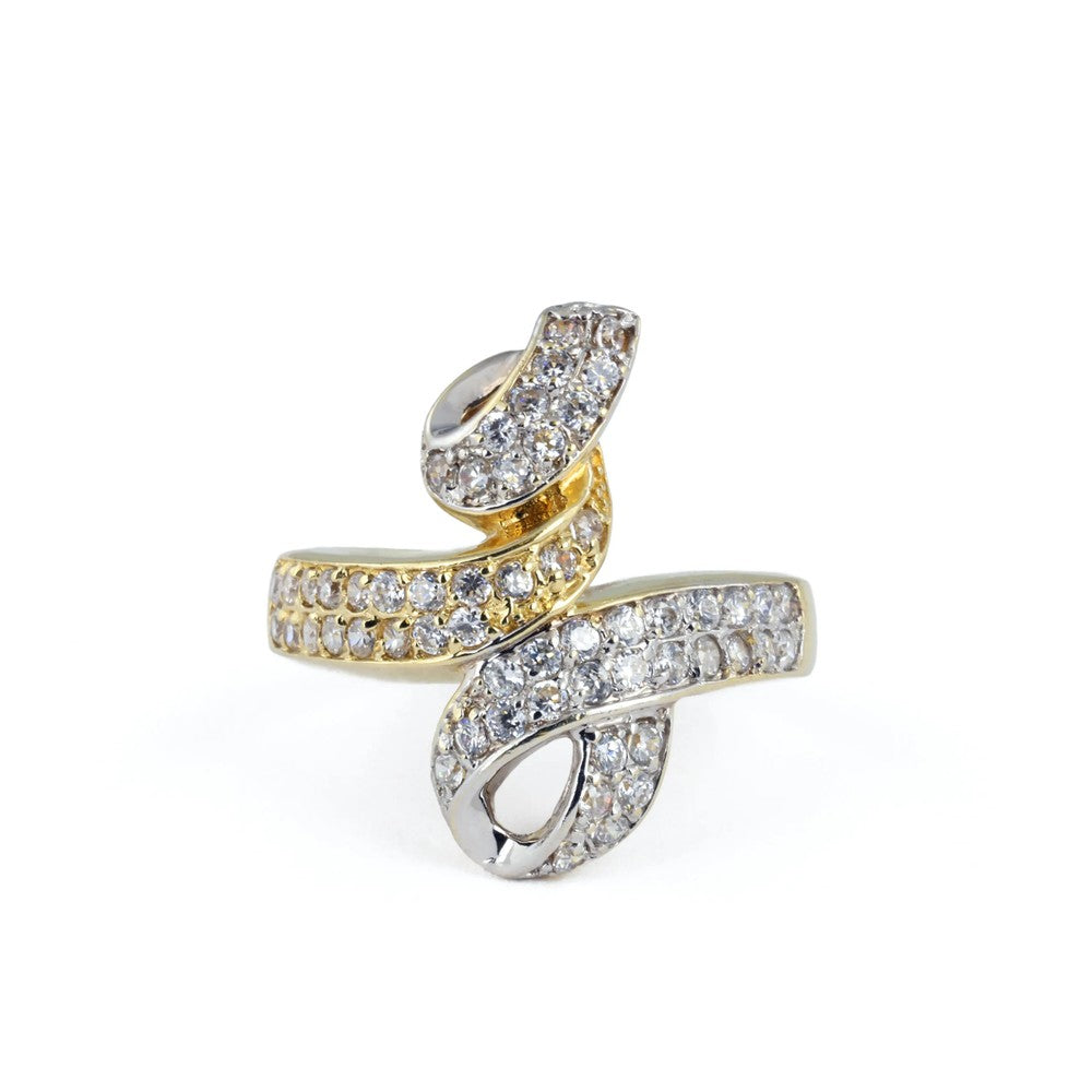 Bague "Toi & Moi" en or jaune et blanc 18k avec Diamants