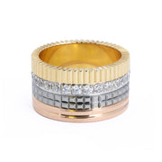 Bague 3 Ors, blanc, rose et jaune 18k avec Zirconiums