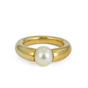 Bague Cartier en Or jaune 18k avec Perle Akoya
