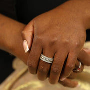 Bague Pandora en Argent - Motifs "Triple bande pavée et billes"