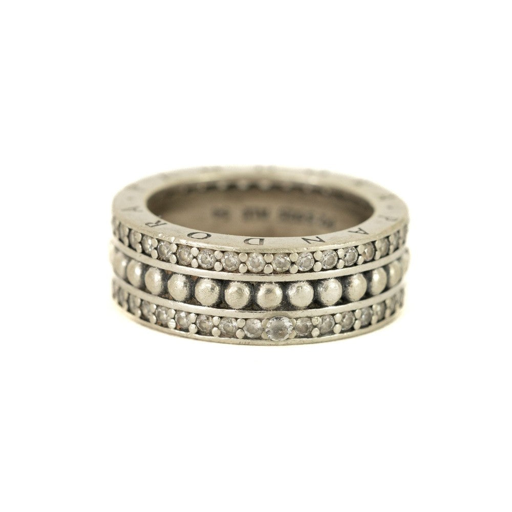 Bague Pandora en Argent - Motifs "Triple bande pavée et billes"