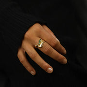Bague S.Rawadi en Or jaune 18k avec Emeraude