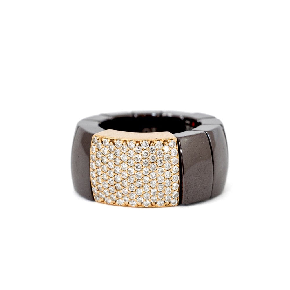 Bague céramique et Or jaune 18k avec Diamants