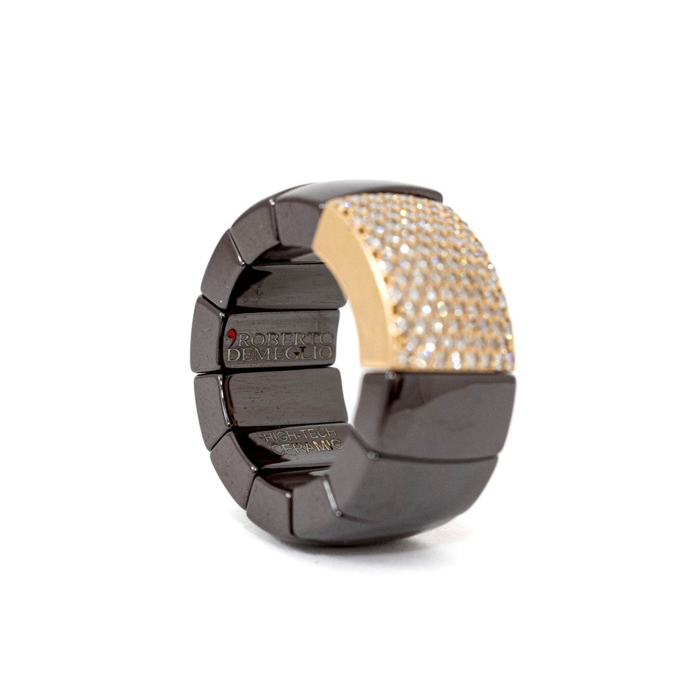 Bague céramique et Or jaune 18k avec Diamants