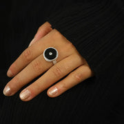 Silver Ring - "Arabesque" Design with Onyx