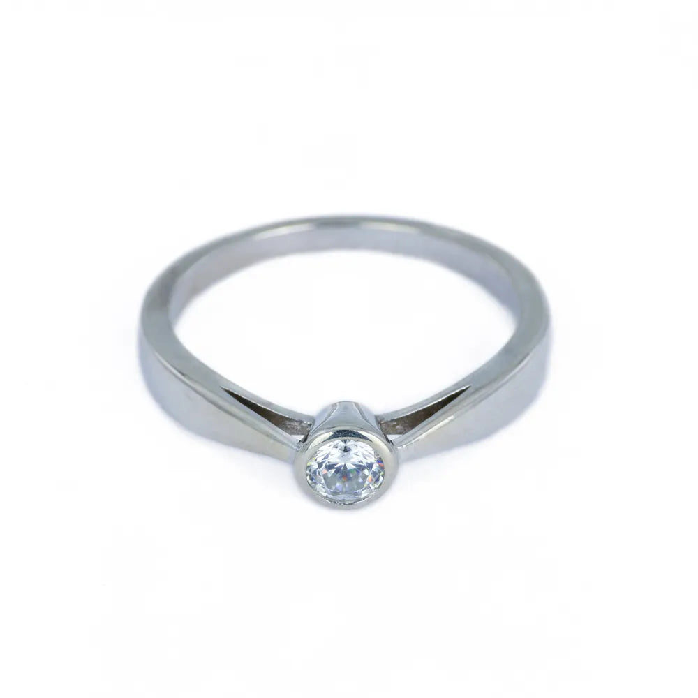Bague en Argent - Motif "Corps couteau" avec Zirconium