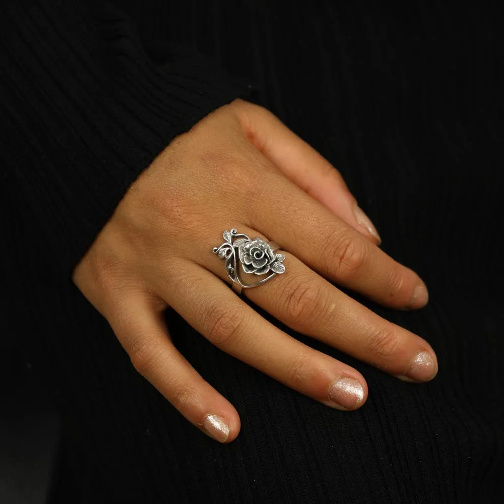 Bague en Argent - Motif "Fleur de Rose"
