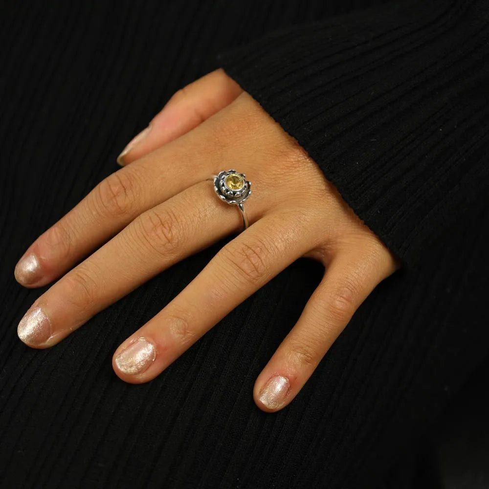 Sterling Silver Ring - "Lotus Flower" Motif