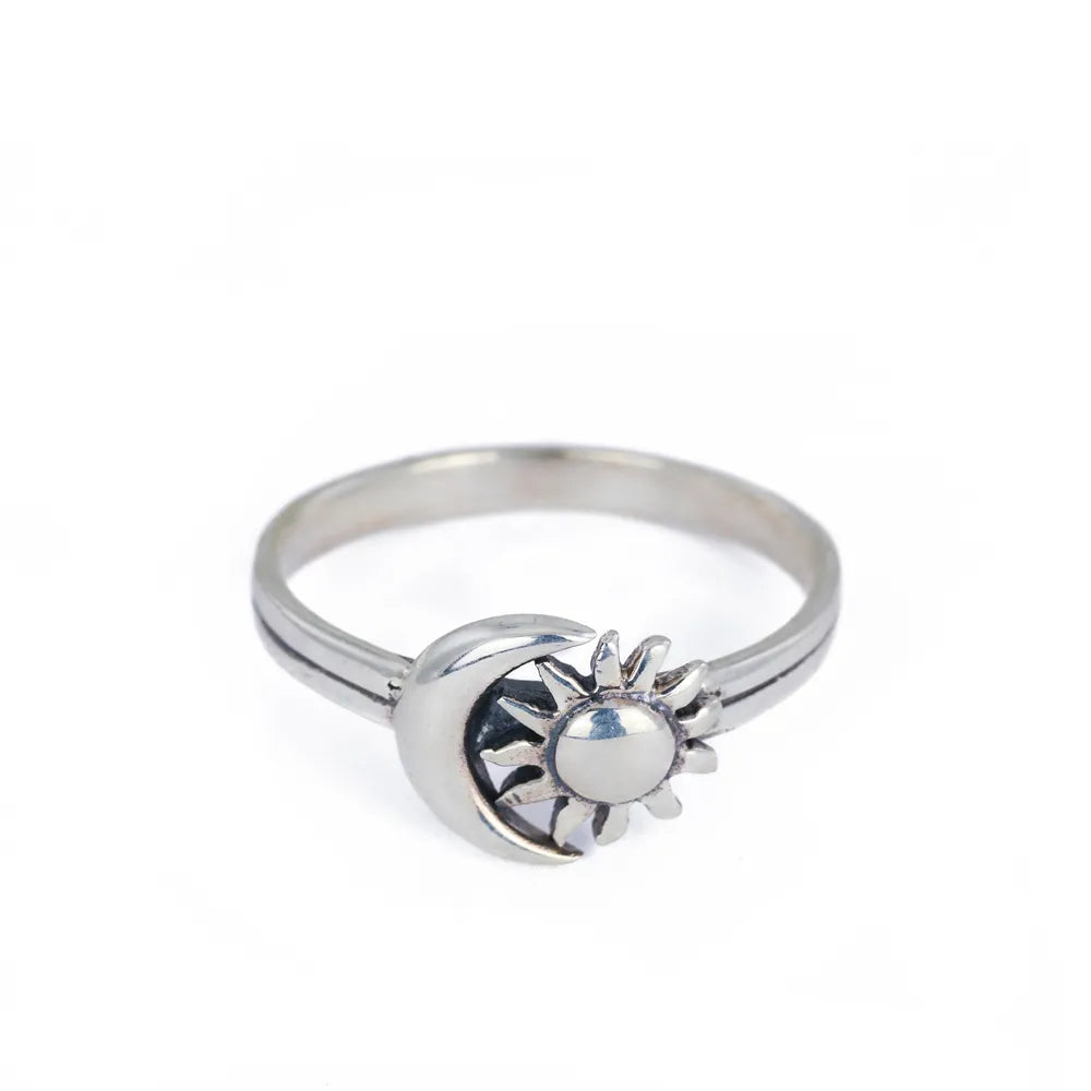 Bague en Argent - Motif "Lune et soleil"