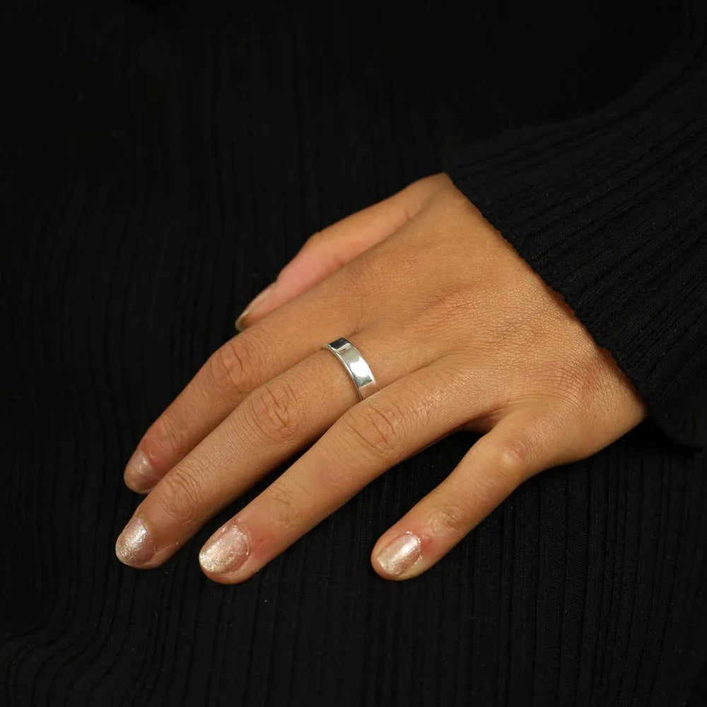 Bague en Argent - Section rectangulaire plate