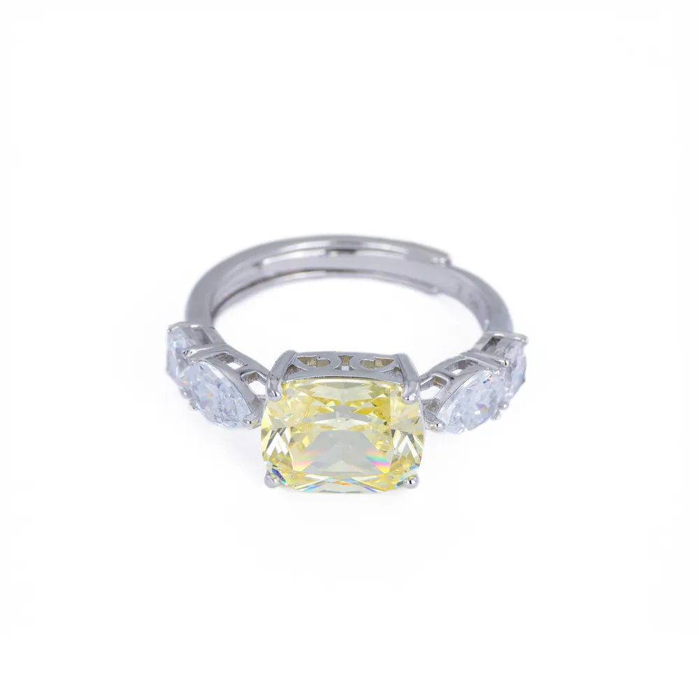 Silver Ring - "Pear" cut glass - Size 56