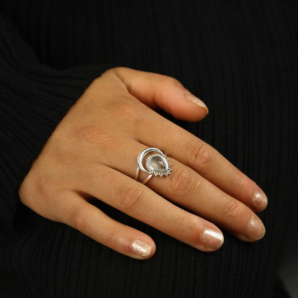 Bague en Argent avec Quartz tourmaline