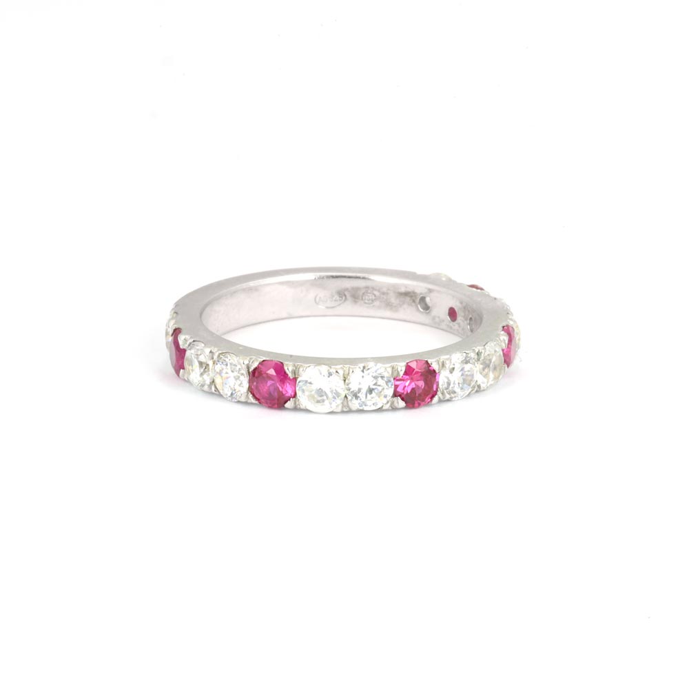 Bague en Argent avec Rubis Synthétique et Zirconium - Création Marchand d'Or