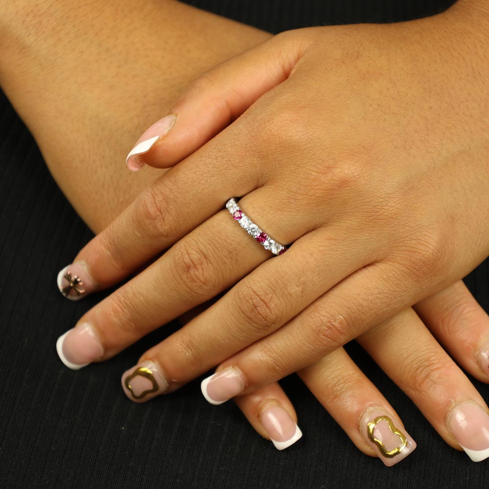 Bague en Argent avec Rubis Synthétique et Zirconium - Création Marchand d'Or