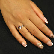 Bague en Argent avec Rubis Synthétique et Zirconium - Création Marchand d'Or