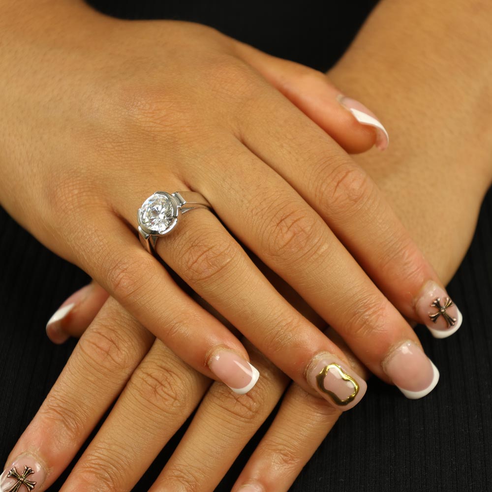 Bague en Argent avec Zirconium - Création Marchand d'Or