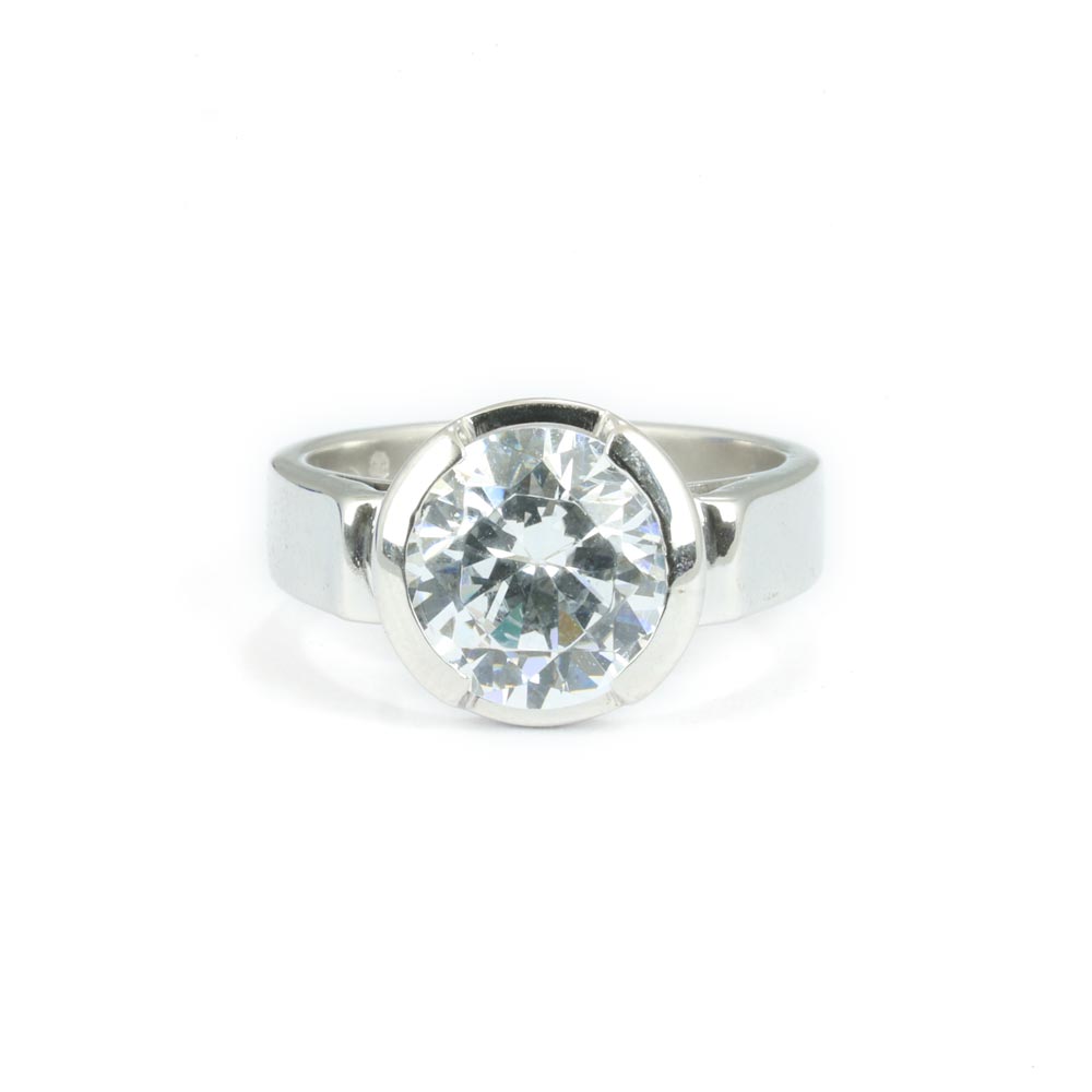 Bague en Argent avec Zirconium - Création Marchand d'Or