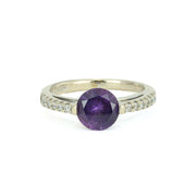 Bague en Or blanc 18k avec Amethyste et Zirconiums