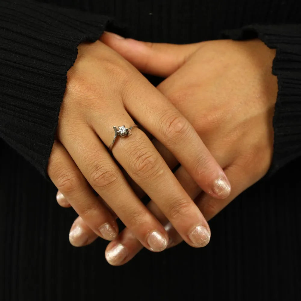 Bague en Or blanc 18k avec Diamant
