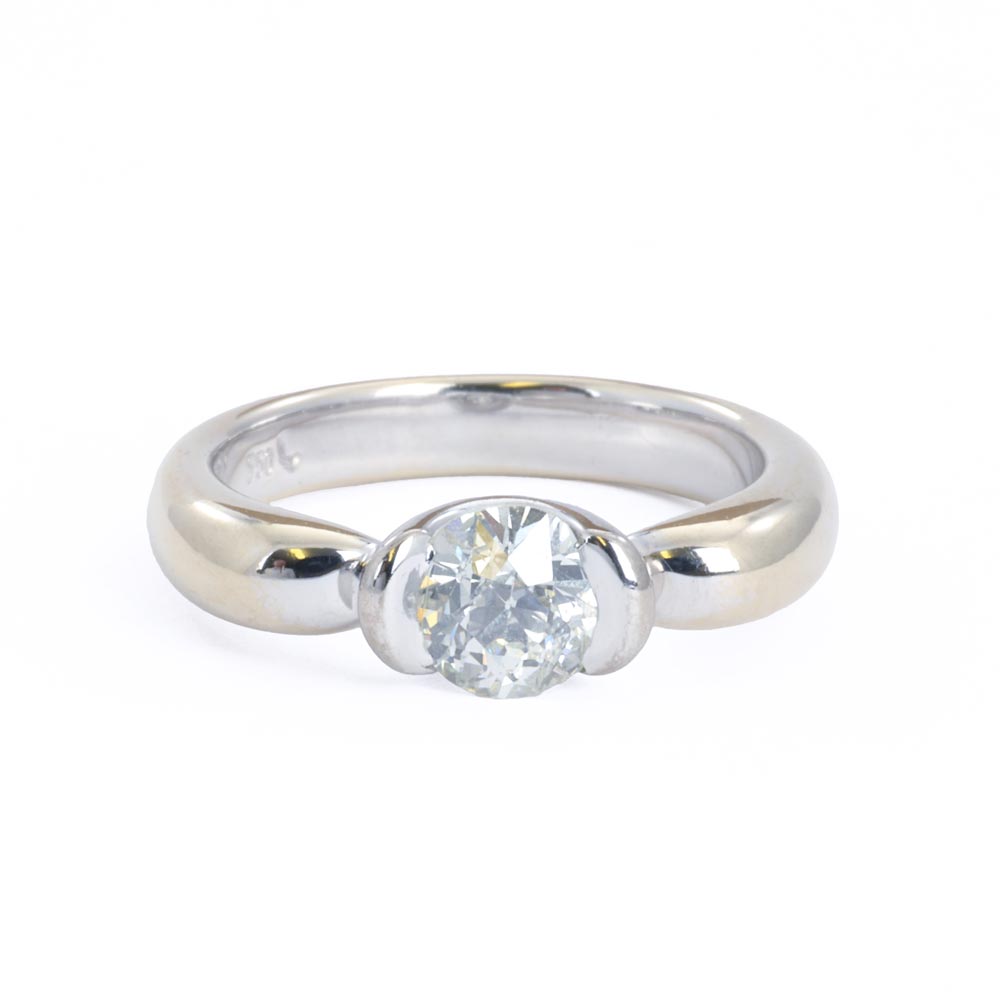 Bague en Or blanc 18k avec Diamant - Solitaire