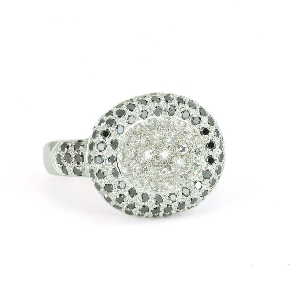 Bague en Or blanc 18k avec Diamants et Onyx