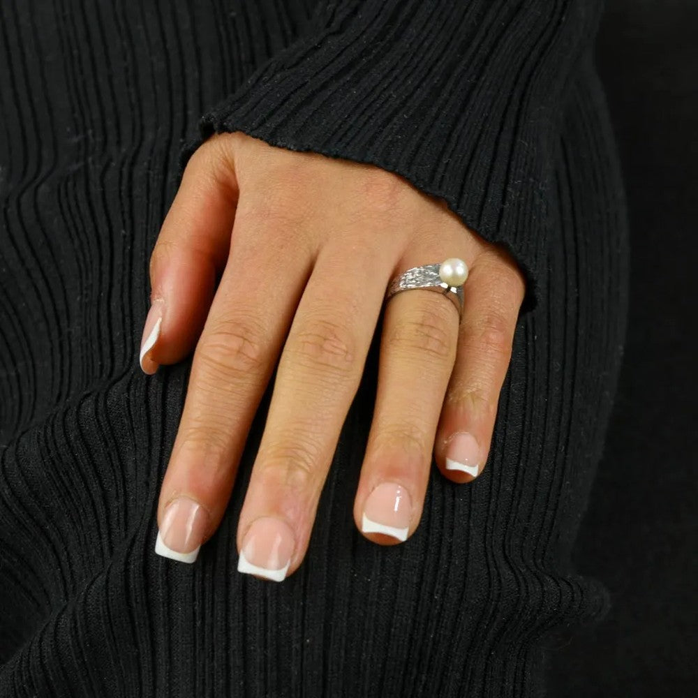 Bague en Or blanc 18k avec Perle