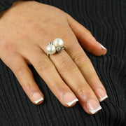 Bague en Or blanc 18k avec Perles