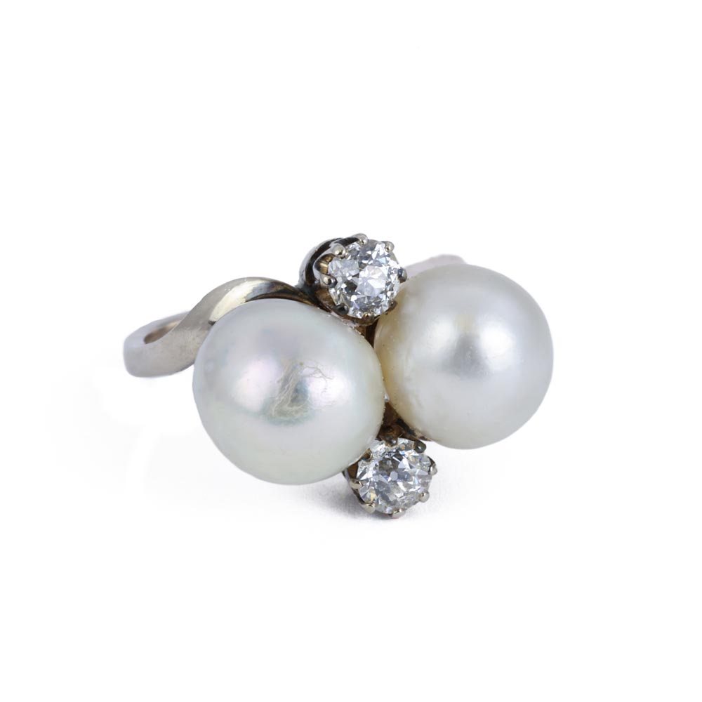 Bague en Or blanc 18k avec Perles