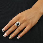 Bague en Or blanc 18k avec Saphir et Diamants