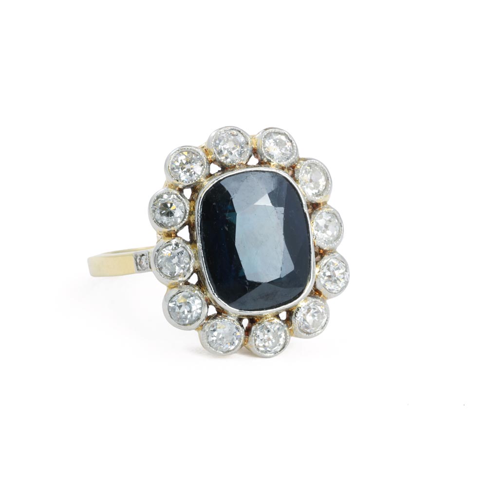 Bague en Or blanc 18k avec Saphir et Diamants