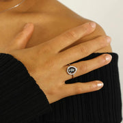 Bague en Or blanc 18k avec Saphir et Diamants