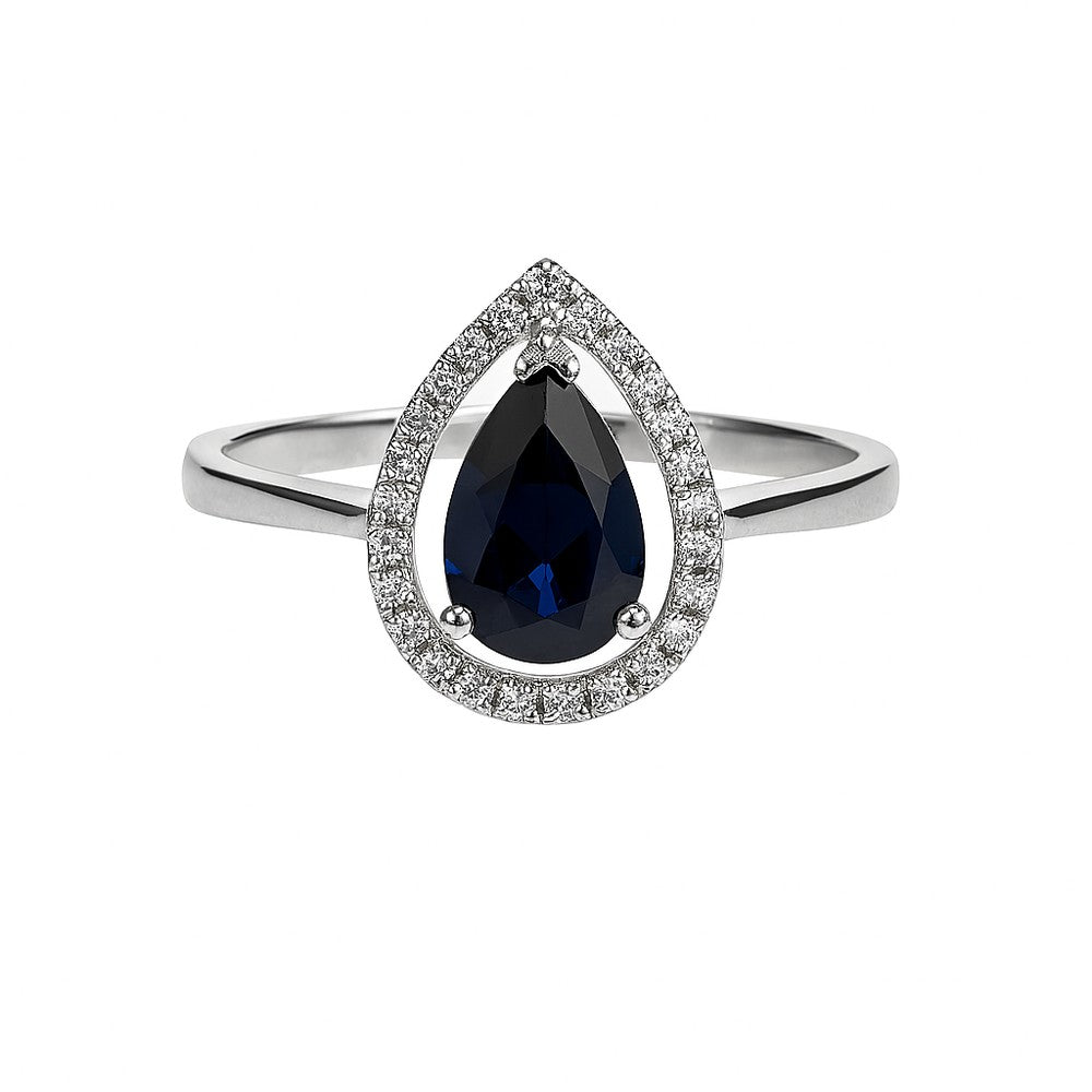 Bague en Or blanc 18k avec Saphir et Diamants