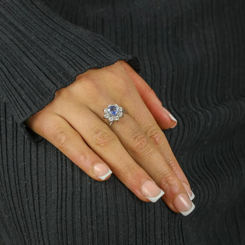 Bague en Or blanc 18k avec Saphir et Diamants