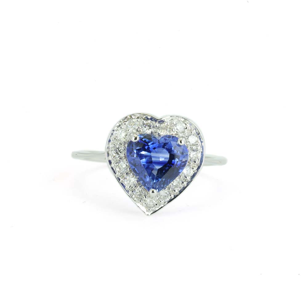 Bague en Or blanc 18k avec Saphir et Diamants