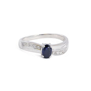 Bague en Or blanc 18k avec Saphir et Zirconiums