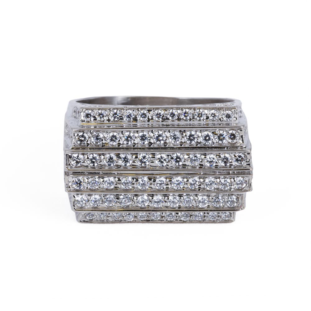 Bague en Or blanc 18k avec Zirconiums