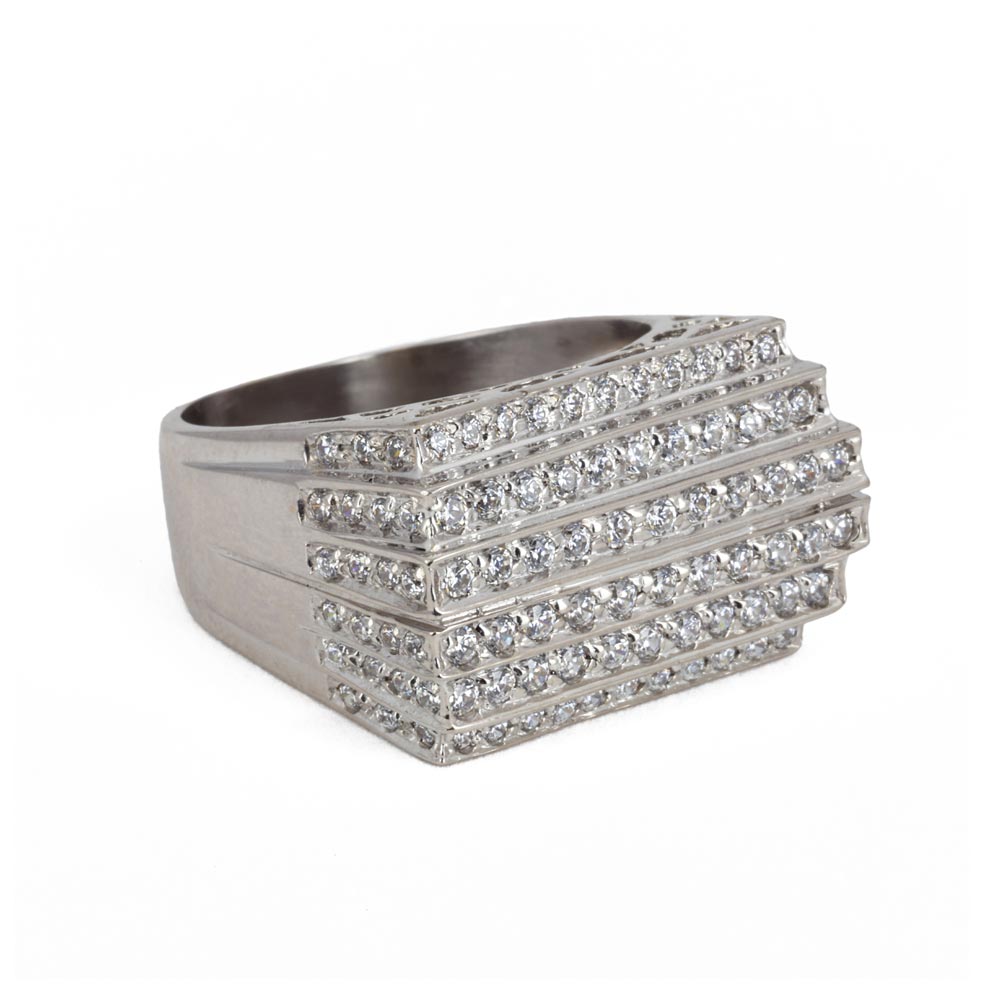 Bague en Or blanc 18k avec Zirconiums