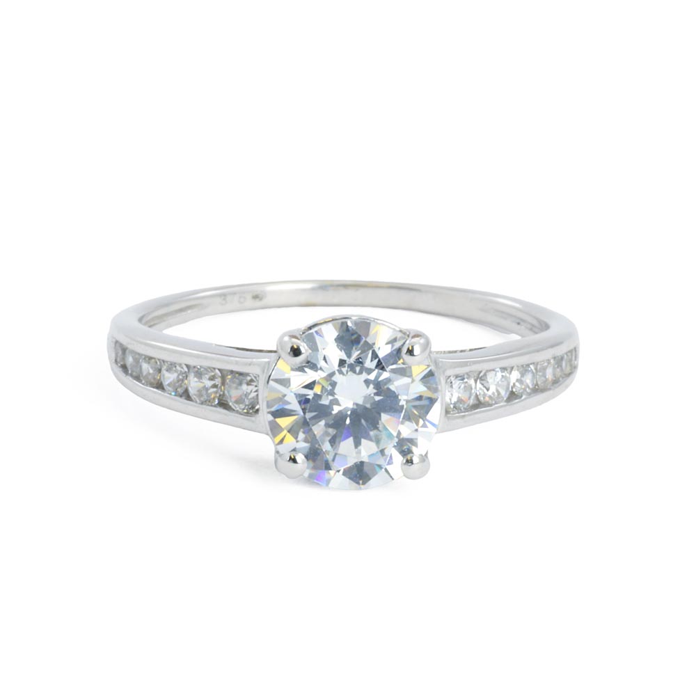 Bague en Or blanc 9k avec Zirconium