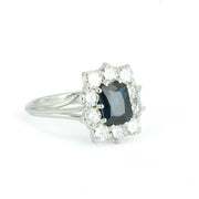 Bague en Or blanc avec Saphir et Diamants