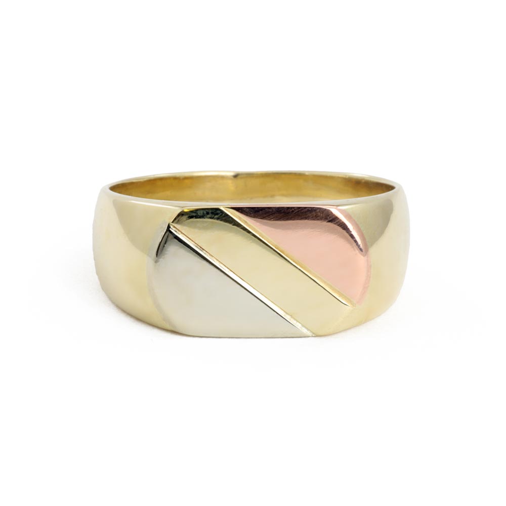 14k White, Rose, and Yellow Gold Signet Ring