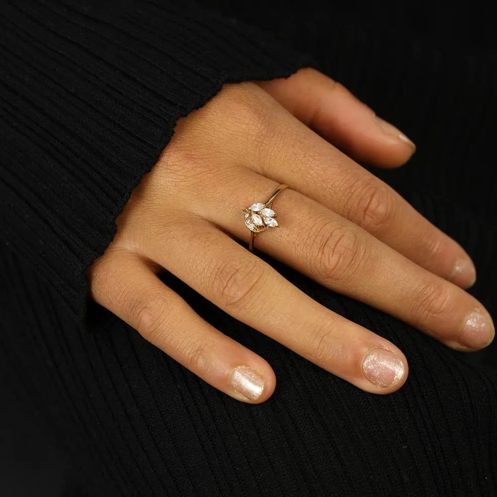 Bague en Or jaune 14k avec Zirconiums