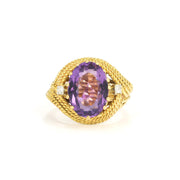 Bague en Or jaune 18k avec Amethyste et Zirconiums