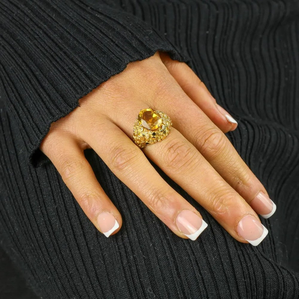 Bague en Or jaune 18k avec Citrine