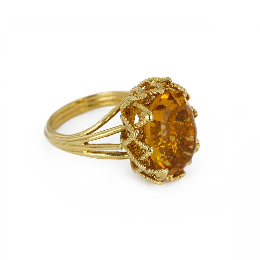 Bague en Or jaune 18k avec Citrine
