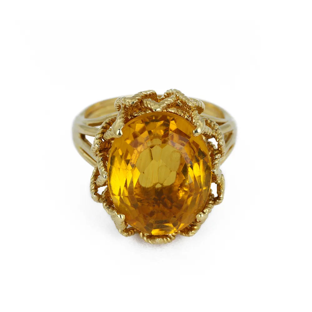 Bague en Or jaune 18k avec Citrine