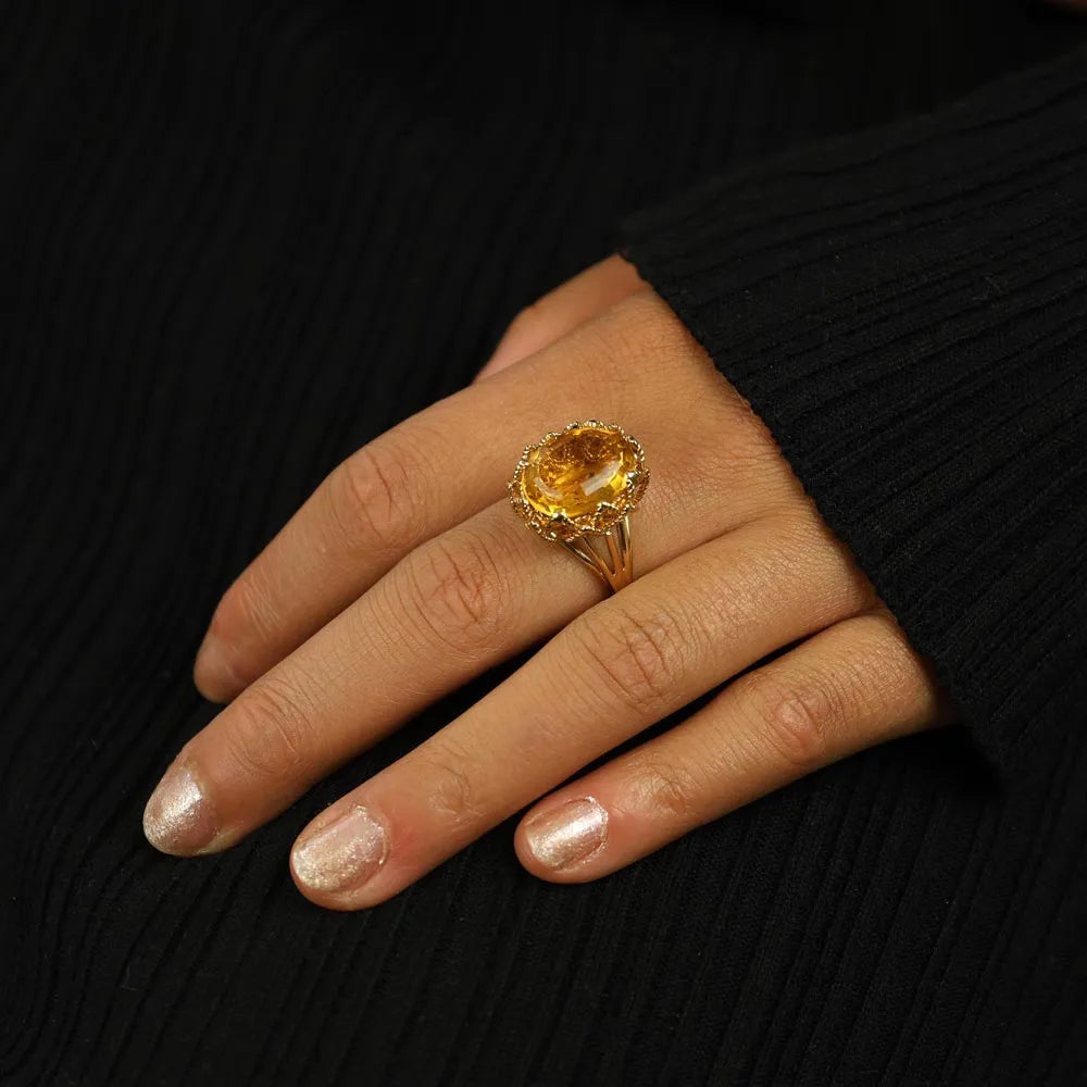 Bague en Or jaune 18k avec Citrine